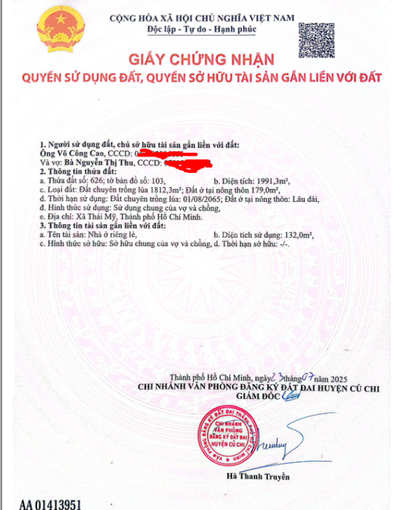 BÁN ĐẤT CÓ NHÀ RIÊNG  XÃ THÁI MỸ, CỦ CHI, TP.HCM  KHÔNG GIAN SỐNG LÝ TƯỞNG
