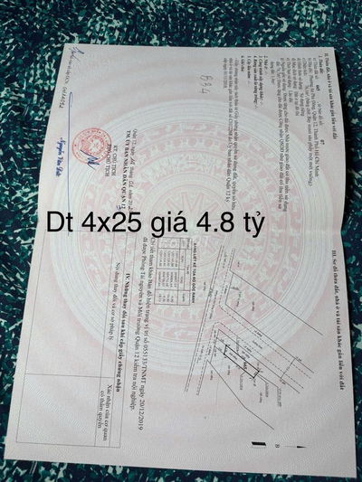 Đất Mặt Tiền Kinh Doanh 4x25,APD,Quận 12,Sổ Chủ
