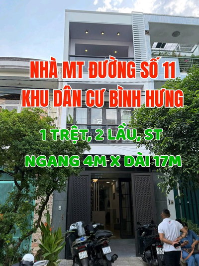 Nhà mới MT đường số 11, KDC Bình Hưng, 01 trệt, 3 lầu, ST. N4m x 18m.