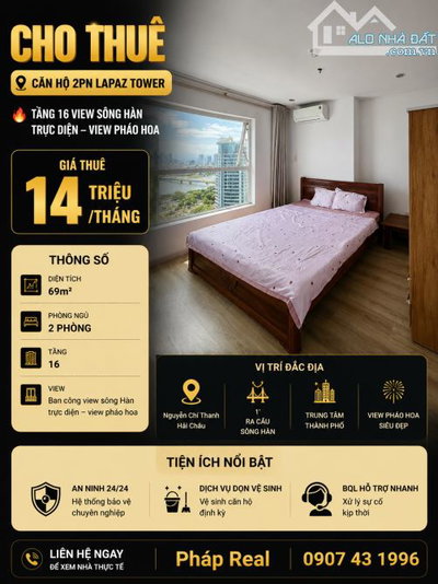 💰 14 TRIỆU/THÁNG - CĂN HỘ 2PN LAPAZ TOWER - View đẹp cao tầng có ban công