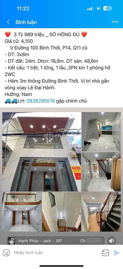 nhà bán q11 giá 3,989 triệu sổ hồng đủ 1 lửng 1 lầu hẻm ba gác nhà mơi