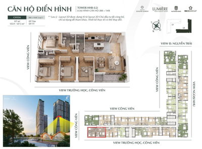 Ngoại Giao 3 căn 4PN 137m² tầng trung Đông Nam giá từ 18 tỷ Hanoi Seasons Garden LH 0911 825 ***