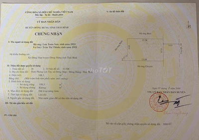 Đất sổ đỏ 108,5m2 mặt đường quốc lộ 10, xã Đông Hợp, huyện Đông Hưng,