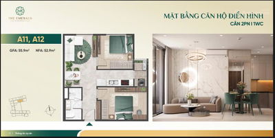 BÁN CĂN HỘ CAO CẤP THE EMERALD 68 (2PN 1WC) GIÁ SIÊU HỜI VIEW TRỰC DIỆN SÔNG SG & LANDMARK 81