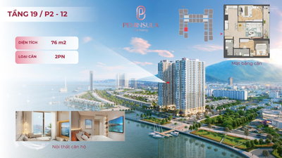 Giỏ hàng căn 2PN 76m2 - view sông hàn, pháo hoa - tầng trung, cao sở hữu lâu dài đẹp nhất Peninsula
