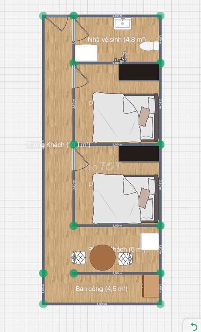 Căn hộ 51m2 2 phòng ngủ ngay công viên Hoàng Văn Thụ gần sân bay TSN