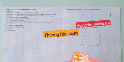 Chính chủ lô ✨ngang 9m✨ nở hậu, Quá Giáng 1, phường Hoà Xuân