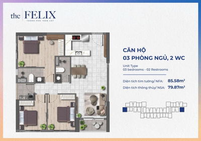 Chính thức ráp giỏ hàng độc quyền The Felix giá gốc CĐT 3PN, CK khủng 5%, tặng full nội thất 20tr