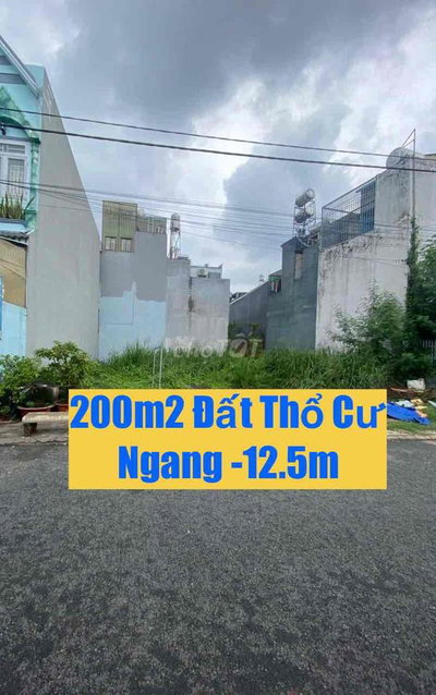 Bán Lô Đất 203m2 Thổ Cư-Ngang 12.5m👉 KDC Bà Điểm 2- Xã Bà Điểm