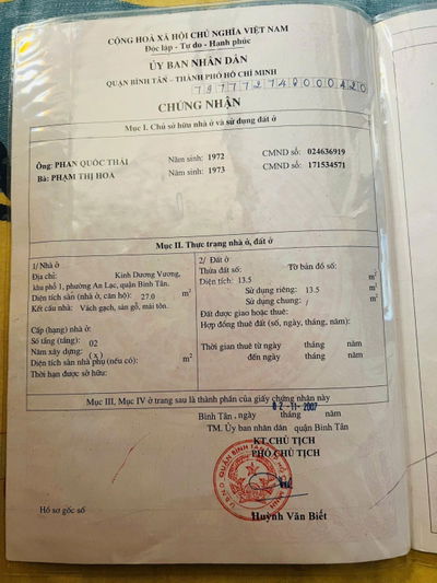 Bán Nhà SỔ HỒNG RIÊNG đường Kinh Dương Vương An Lạc Bình Tân giá 1.55 tỷ Không Qui Hoạch Ko Lộ giới