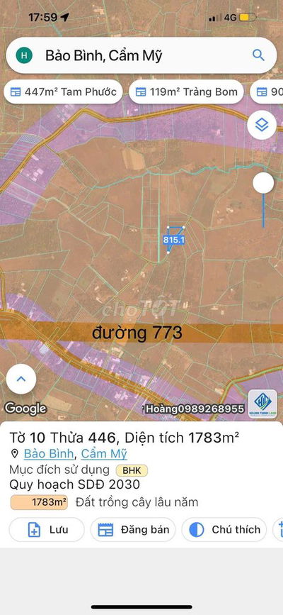 95mét mặt đuờng hiện hữu sát đuờng 773