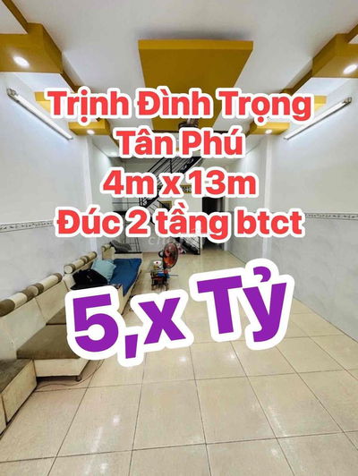 Nhỉnh 5 tỷ, bán gấp, khu VIP Trịnh Đình Trọng Tân Phú,