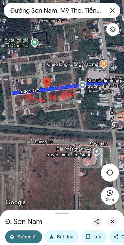 Đất mặt tiền đường Sơn Nam, TP Mỹ Tho.