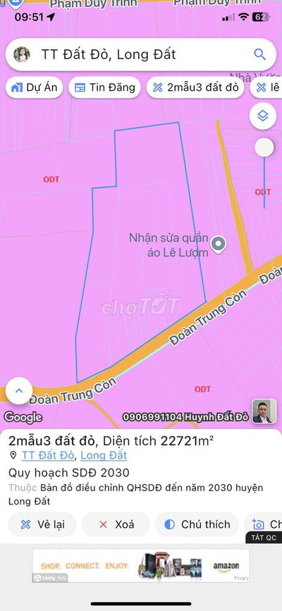 Bán 23000m2 đất mặt tiền Đoàn Trung Còn, Long Đất