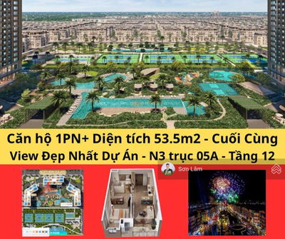 Bán căn Hoa Hậu 1 ngủ + 53.5m2 - Ban công Đông Bắc - View Bể Bơi - Đẹp nhất Toà N3 - Trinity Square