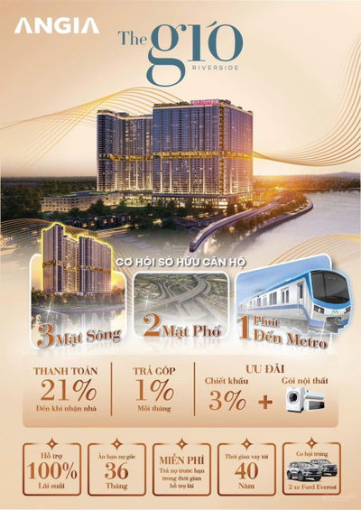 The Gió Riverside: Giỏ Hàng Đẹp View Sông  Sát Ga Metro  Tặng 50 Triệu Trước 15/8!