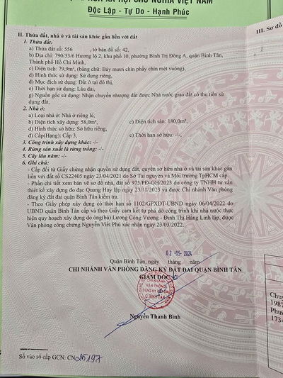 🏡 BÁN NHÀ PHỐ QUẬN BÌNH TÂN – HẺM 790/33/ Hương lộ 2