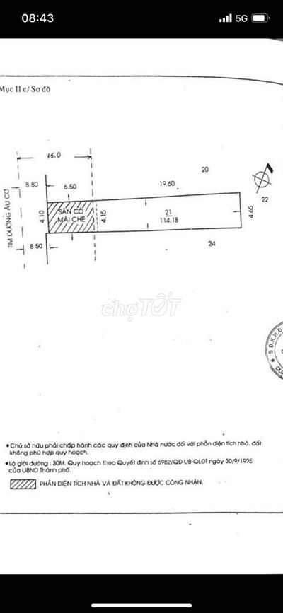 Bán nhà Mt đường Âu Cơ,f14.dt 4,2x26m,1 trệt,4 lầu.