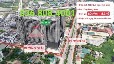Duy nhất 1 căn 138m2 Đông Nam giá 8.3 tỷ Căn 138m2 đẹp nhất toà w3