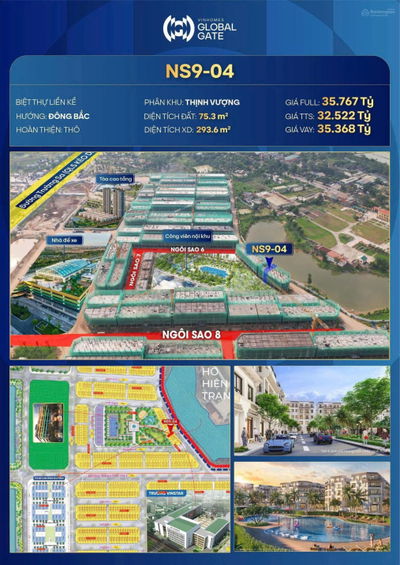 SIÊU PHẨM BIỆT THỰ LIỀN KỀ NS9-04  VINHOMES GLOBAL GATE, 32,5 tỷ