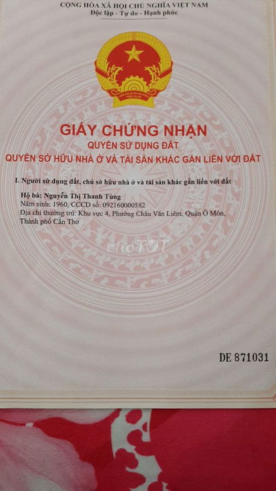 ĐẤT CHÍNH CHỦ CÁCH UB QUẬN 200m