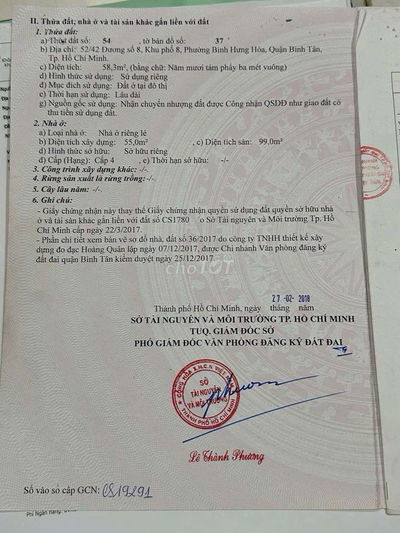 Chính chủ bán nhà Bình tân 52/42 đường số 8 BHH 99M giá 5,7 tỷ(5×11,5)