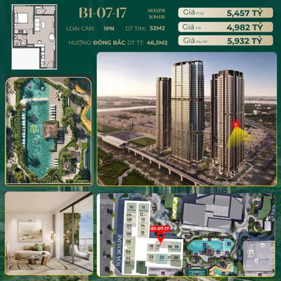 Căn 1N view bể bơi resort và thác tràn 5 sao độc quyền đẹp nhất Lumiere Cổ Loa CĐT Masterise