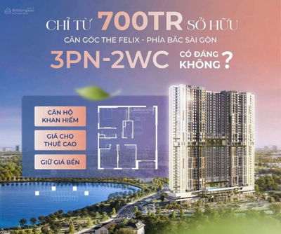 GIỎ HÀNG CĂN HỘ 3PN THE FELIX, CHIẾT KHẤU 5%, TẶNG GÓI NỘI THẤT 20TR. THANH TOÁN 20% NHẬN NHÀ