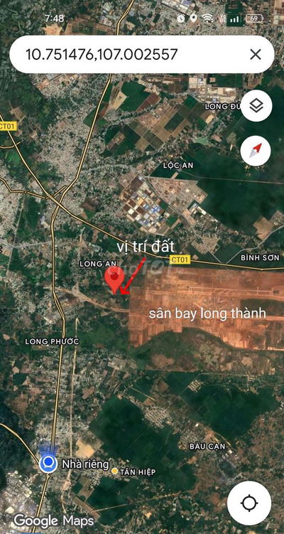 Bán 5776m 2 mặt tiền, cổng trước sân bay long thành