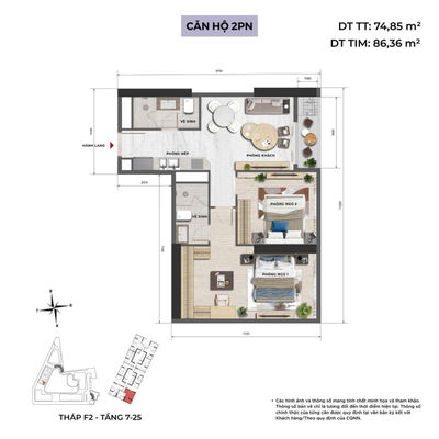 Độc quyền căn góc 2ngủ 75.04m2 dự án Sun Feliza Cầu Giấy - gã 4Xuân Thủy - Phạm Hùng - Hồ Tùng Mậu