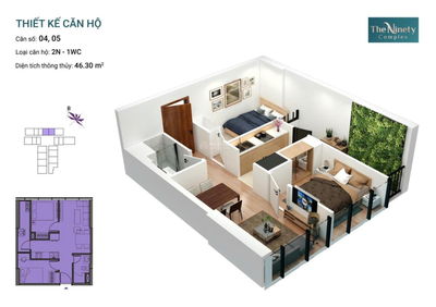 Quỹ thưởng căn 47m2 căn 05 & 3PN căn 07 tầng 8-16-22 The Ninety Complex