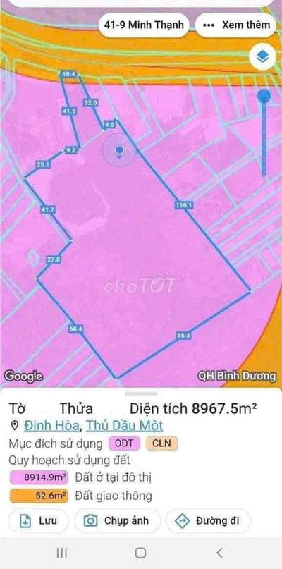 BÁN ĐẤT MẶT TIỀN TRẦN NGỌC LÊN ĐỊNH HOÀ GẦN TTTPM BÌNH DƯƠNG GẦN 9.000