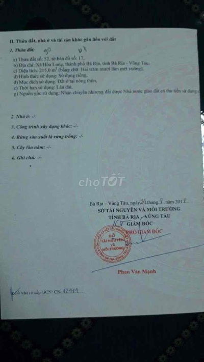 Bán đất biệt thự lan anh 5 Hoà Long Bà Rịa 1.6 tỷ