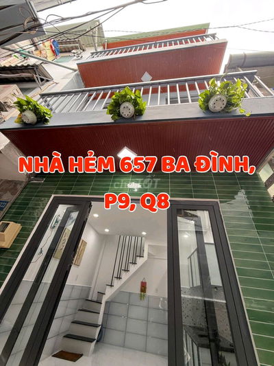 Nhà mới 1trệt, 2 lầu, Hẻm 657 Ba Đình, P9, Q8, Cầu Chánh Hưng, 4m x 4m
