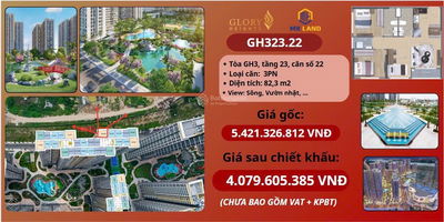 CƠ HỘI MUA GLORY HEIGHTS GIÁ ĐẦU TƯ CỰC TỐT - 3PN GH3 82M2 GIÁ 4,369 TỶ NHẬN NHÀ NGAY TT 180 NGÀY