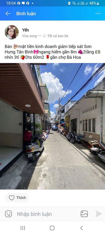 Rẻ quá bán nhà Mặt tiền gần Bảy Hiền 2Tang 60m2 nhỉn 3ty ngang gần 8m