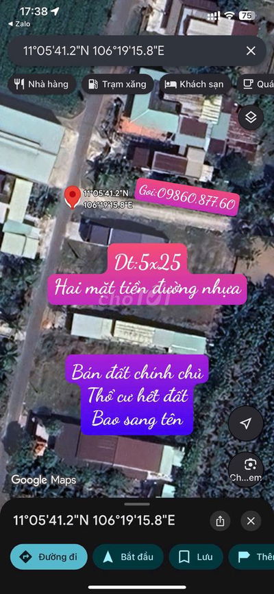 Chính Chủ Bán Đất Hai Mặt Tiền Đườg Nhựa 200tr/m Ngang ( Bao Sang Tên)