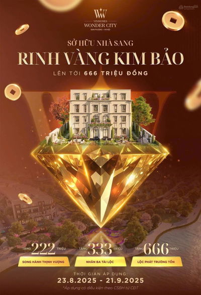 Nóng!Sở hữu nhà sang rinh vàng Kim Bảo chỉ có tại Vinhomes Wonder City nhận ưu đãi tới 666 triệu!