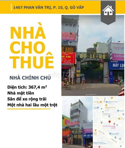 Mặt bằng kinh doanh 367m2 Phan Văn Trị, Gò Vấp