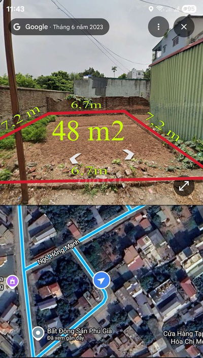 Chính chủ bán lô đất 48m2. Mt 6,7m, ôtô 7 chỗ qua nhà gần ĐHTDTT