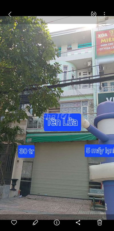 Mặt tiền đường Tên Lửa DT 4,5x20. 4 Tấm 5 máy lạnh 30 triệu