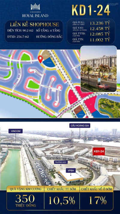 CĂN SHOPHOUSE KD1-24 THÔ DUY NHẤT còn sót lại giá Cđt tại phân khu Kinh Đô.