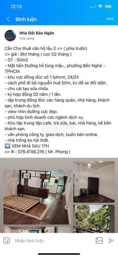 Chung cư Hồ Tùng Mậu, Q1 => 8tr/ tháng