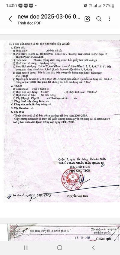 MT Lâm Thị Hố dt 4x18 trệt 3 lầu giá 6 tỷ bán gấp gần ubnd phường tch