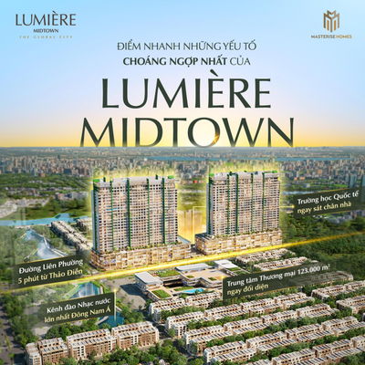 Bán Căn hộ Lumière Midtown view sông tầng cao, chiết khấu lên tới 18%, miễn PQL 2 năm, có nội thất