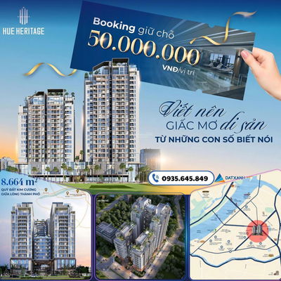 HUẾ HERITAGE CHÍNH THỨC NHẬN BOOKING GIAI ĐOẠN I - CHỈ VỚI 50TR CÓ NGAY VỊ TRÍ ĐẸP - GIÁ TỪ 60TR/M2