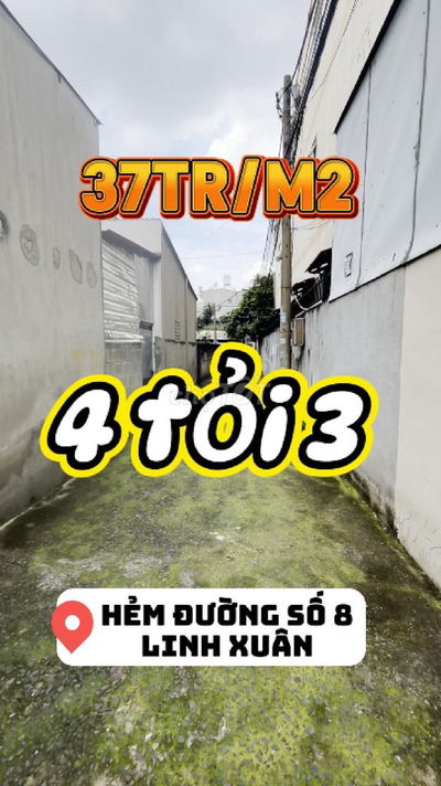 37tr/m2 - Không lỗi phong thủy, hẻm ba gác đường số 8 Linh Xuân