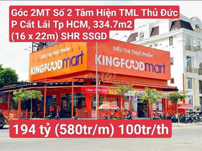 Đất Góc 2Mặt Tiền Số 2 Tạ Hiện, TML, Tp. Thủ Đức (P. Cát Lái Tp HCM)