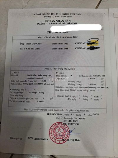 Chung cư cũ 206 Trần Hưng Đạo (hào sỹ phường) ; 82m2