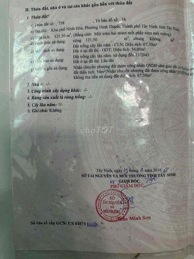 ĐẤT SỔ ĐỎ 5m mặt tiền, hẻm 35 đường điện biên phủ - tây ninh